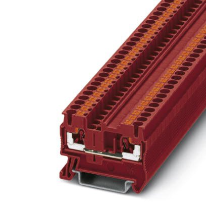 Phoenix Contact Feed-Through Terminal Block; PT 2.5 RD; 20A; 600V; 1-Level; #26 - #12; Push-In Connection; Red